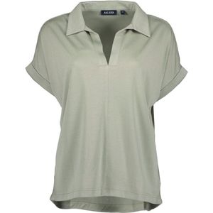 Blue Seven dames blouse - blouse dames - 105807 - kaki met polokraag - maat 40