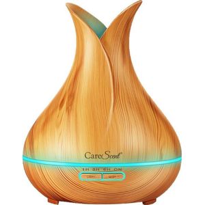 CareScent Aroma Mist Diffuser 400 ml voor Aromatherapie | Geur Diffuser | Olie Diffuser Licht Hout Geurverspreider + 1x Gratis Etherische Olie (10 ml)