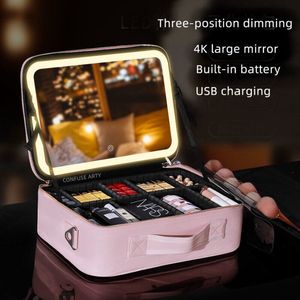 yermin beauty- make-up tas- makeup tas met led spiegel- makeup organizer - makeup tas met ingebouwde led spiegel- beautycase - roze