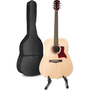 Akoestische gitaar voor beginners - MAX SoloJam Western gitaar - Incl. gitaar standaard, gitaar stemapparaat, gitaartas en 2x plectrum - Hout