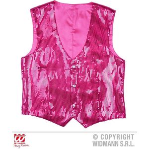 Widmann - Jaren 20 Danseressen Kostuum - Showmaster Pailletten Vest Roze Man - Roze - Large - Carnavalskleding - Verkleedkleding