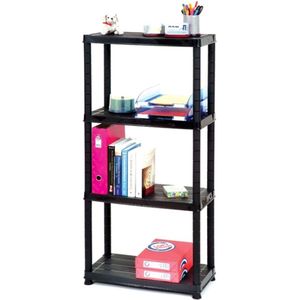 stellingkast, Kunststof Opbergrek 4-Lagen – Zwart – 60x30x138 cm – TÜV Gecertificeerd – Sfree Stellingkast voor Woonkamer, Badkamer, Keuken of Garag