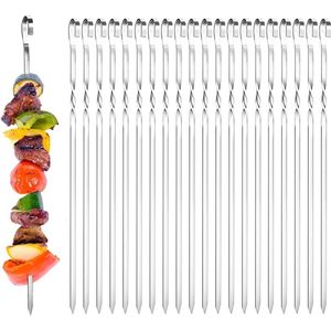 Kebab Spiesjes 20 stks RVS BBQ Grilling-35 cm Herbruikbaar-Dishwasher Safe-Spied Cabob-Tools-Family Gathering Kebab maker
