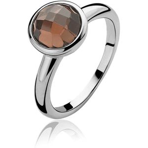 ZINZI zilveren ring bruin ZIR929