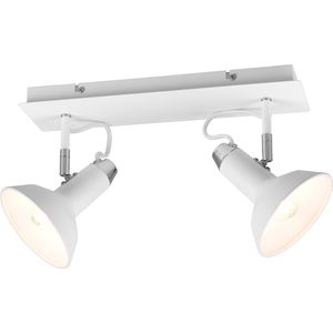 LED Plafondspot - Trion Rollo - E14 Fitting - 2-lichts - Rechthoek - Mat Wit - Aluminium