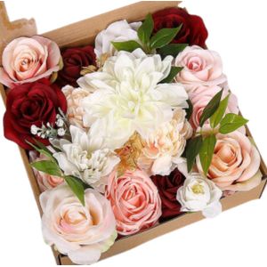 Hilvard - Nepbloemen - Kunstbloemen - Bruidsboeket - DIY bloemen doos - Woondecoratie - Rood, Roze en Wit