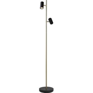 Vloerlamp Burgos Zwart Goud 2 Lichts 142cm