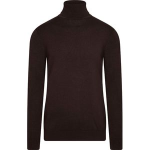 Cappuccino Italia - Heren Sweaters Coltrui Donkerbruin - Bruin - Maat XL