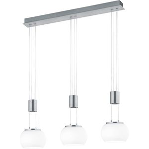 LED Hanglamp - Hangverlichting - Trion Maliba - 24W - 3-lichts - Warm Wit 3000K - Dimbaar - Rechthoek - Mat Nikkel - Aluminium