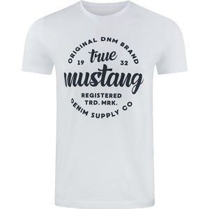 Mustang Heren T-Shirt regular fit Wit L Ronde Hals Volwassenen Opdruk Print Shirts