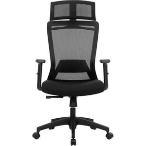 Bureaustoel van canvas, ergonomische stoel, draaibare zitting, met kleerhanger, rugleuning kantelbaar tot 120°, in hoogte verstelbaar, zwart