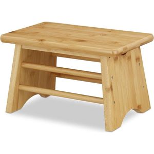 Opstapkrukje tot 100 kg - Stevig bamboe voetenbankje - Kinderkruk toilet hocker - HxBxD 20x33x215 cm natuur