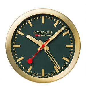 Mondaine M997.MCAL.66SBG Alarm klok - Goudkleurig - Groen - 125mm