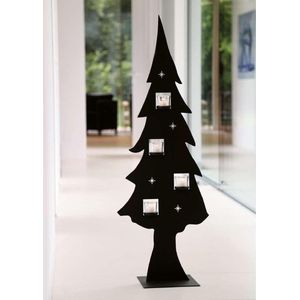 Kerstboom 160 cm - Zwart metalen Kerstboom - incl. stevige Glazen - Hoogte 160 cm