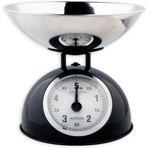 Retro kitchen scale with stainless steel bowl black