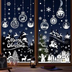 Kerst Raamstickers Set - 245 stuks, 10 Vel PVC Statische Sneeuwvlok Raamklampen - Kerst Raamdecoraties - 20*30CM