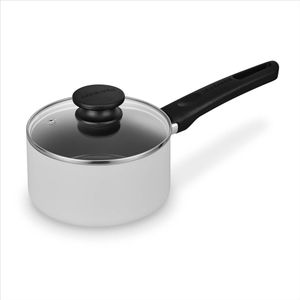 Brabantia INDU+ Steelpan met glazen deksel - Ø 16 cm - keramische antiaanbaklaag - Geschikt voor Inductie - 100% PFAS Vrij - Grijs