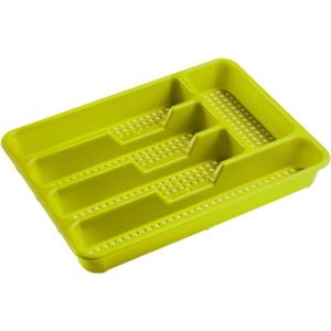 2x stuks bestekbakken/bestekhouders 5-vaks lime groen - 34 x 25 x 4 cm - Keuken opberg accessoires