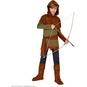 Widmann - Robin Hood Kostuum - Robin Of Shairewood Boogschutter - Jongen - Groen, Bruin - Maat 128 - Carnavalskleding - Verkleedkleding