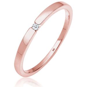 Elli PREMIUM Dames Ring Dames Verlovingsring Klassiek met Diamant (0.015 ct.) in 925 Sterling Zilver Verguld