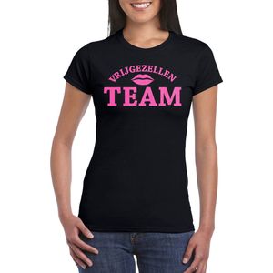 Bellatio Decorations Vrijgezellenfeest T-shirt dames - zwart - roze glitter - bruiloft - groep/team S