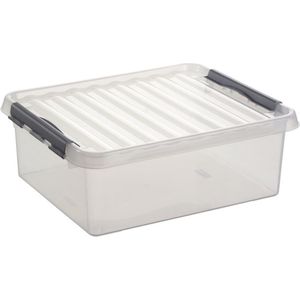 Sunware - Q-line opbergbox 25L transparant metaal - 50 x 40 x 18 cm