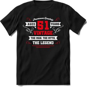 51 Jaar Legend - Feest kado T-Shirt Heren / Dames - Wit / Rood - Perfect Verjaardag Cadeau Shirt - grappige Spreuken, Zinnen en Teksten. Maat XXL