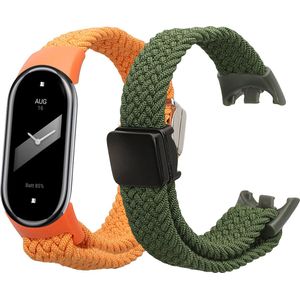 Kwmobile 2x Smartwatch Polsband - Xiaomi Mi Band 8 - Donkergroen/Oranje