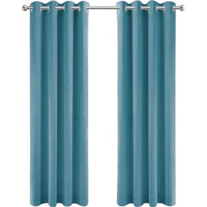 LW collection - gordijnen - kant en klaar - verduisterend - turquoise blauw velvet - fluweel - 290x245cm