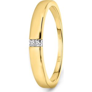 Miore - Ring met Diamanten Dames - 9 Karaat - Kleur Geelgoud - Trouwring - Handgemaakte Hoogwaardige Sieraden