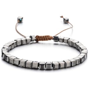 Sorprese armband - Ibiza Beads - armband dames - vierkante kralen - zilver - verstelbaar - cadeau - Model S - Cadeau