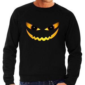 Halloween Duivel gezicht halloween verkleed sweater zwart voor heren - horror trui / kleding / kostuum S