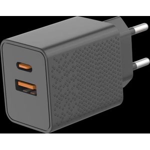 USB-C Snellader Power Adapter 20W USB-C en USB-A oplader- 2 in 1 stekker - Oplaadstekker Blokje Oplaadblokje - iphone 11/12/13 macbook huawei samsung tablets