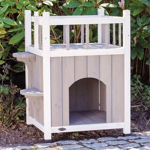 Trixie - Kattenhuis - Cat's Home - Met Balkon - Grijs/Wit - 45X65X45 cm