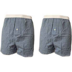 Embrator 2-stuks mannen Boxershort geruit blauw/wit XXL