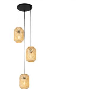 QAZQA yvonne - Oosterse Hanglamp - 3 lichts - Ø 41 cm - Naturel - Woonkamers-sSlaapkamers-sKeuken