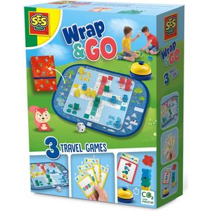 SES Wrap&Go 3-in-1 Reisspellen - Groot speelbord - Houten onderdelen - Leeftijd vanaf 4 jaar