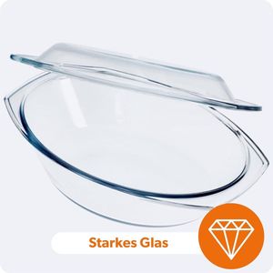 Ovenschaal van hittebestendig glas, ovenschaal met deksel en handgrepen, klassieke glazen vorm, transparant, lasagne schaal, ovenschalen (ovaal, 2,9 L)