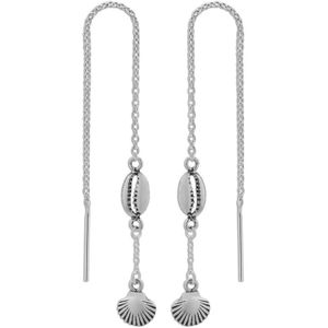 Zilveren oorbellen | Chain oorbellen | Zilveren chain oorbellen met schelpjes