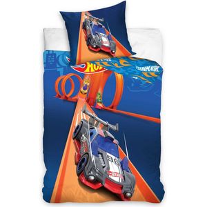 Hot Wheels - Dekbedovertrek - Loopings - Eenpersoons - 140 X 200 Cm - Katoen Blauw