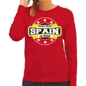 Have fear Spain is here sweater met sterren embleem in de kleuren van de Spaanse vlag - rood - dames - Spanje supporter / Spaans elftal fan trui / EK / WK / kleding M