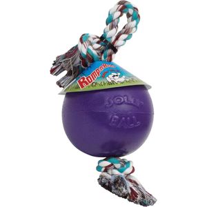 Jolly Ball Romp-n-Roll - Honden speelbal met frisse geur - Hondenspeelgoed met stevig trektouw - Paars - Ø 10 cm
