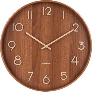 Wandklok Pure - Donkerbruin lindehout - Ø60cm