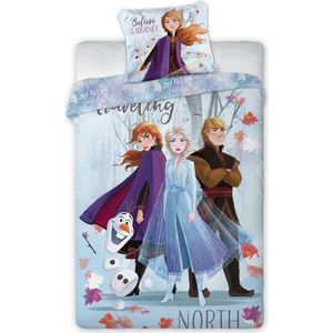 Frozen dekbedovertrek - eenpersoons - Anna, Elsa en Olaf dekbed 140 x 200 cm.