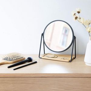 make-up spiegel - Tafelspiegel met opbergruimte voor sieraden - Staande cosmetische spiegel met 2x vergroting - Zwart