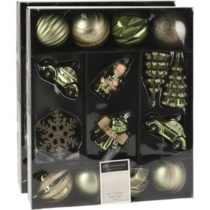 40x stuks kerstballen en kersthangers figuurtjes groen kunststof - Kerstboomversiering kerstornamenten