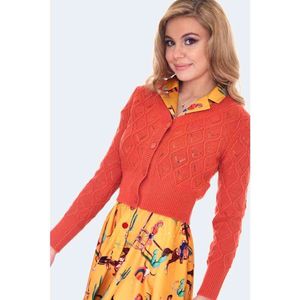 Voodoo Vixen - Rust Chunky Knit Cardigan - L - Oranje