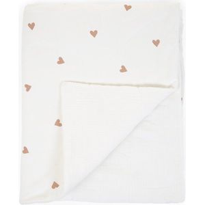 Childhome Hearts Collection - Babydeken - 80x100 Cm - Jersey + Mousseline - Wit