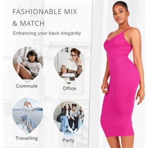 Style Solutions |Seamless Maxi Dress Jurk | Corrigerende Bodycon | One17 Roze 3XL/4XL