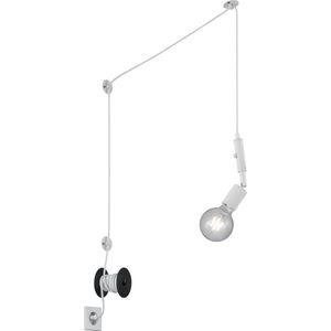 LED Hanglamp - Hangverlichting - Trion Stoluno - E27 Fitting - Rond - Mat Wit - Aluminium